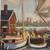 Vintage Original Impressionist Docked Ships Oil Painting By Robert Wor 5 thumbnail