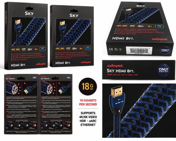AudioQuest Sky HDMI 8FT Cables – NEW – Pair 1