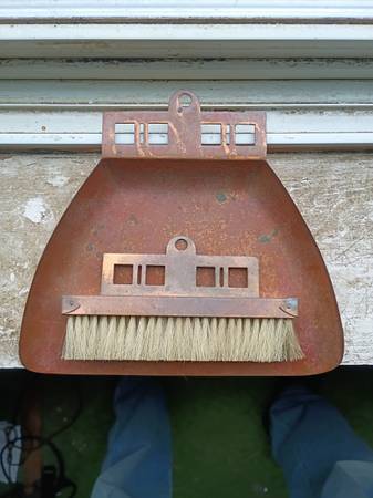 Vintage copper crumb tray and brush set 1