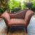 French italian md vintage imp wood chenille silk lounge chaise chair 1 thumbnail