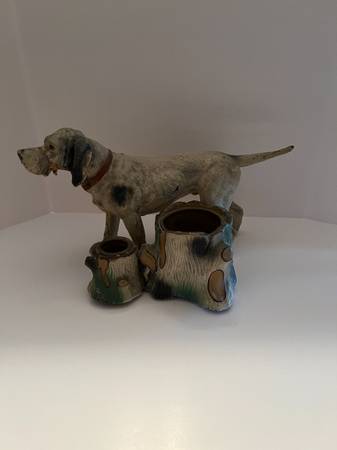 Deco metal figural dog match holder 1