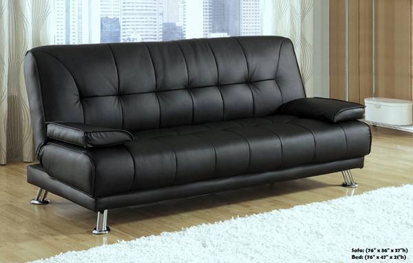 Leather Sofa Futon Couch in Black 1