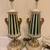 Pair of Green Overlay Lamp With Oval Cutback Panel Of Painted Lady Wit 4 thumbnail