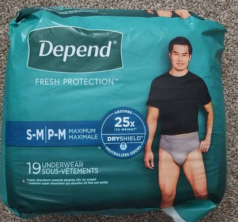 Brand new Men's Depend underwear size S-M 1