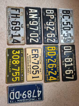 9 Older Michigan License Plates 1