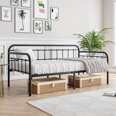 Metal Daybed Frame Twin Size & 10 Inch Multilayer Hybrid Twin Mattress 1
