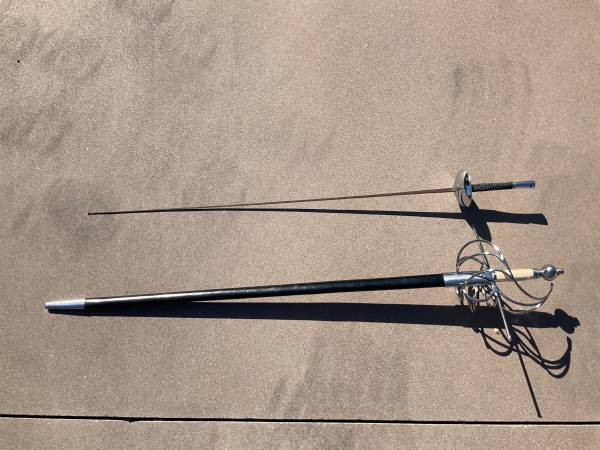 Windlass Rapier sword and vintage Castello fencing foil 1