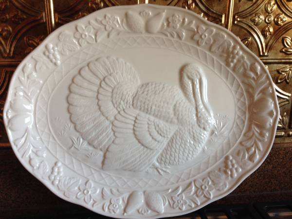 White Earthenware Turkey Serving Platter Dishwasher Safe - The Cellar - 1
