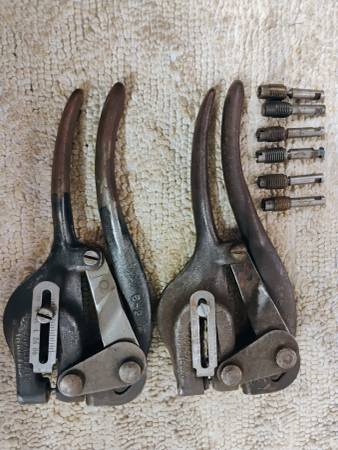 2 Whitney no. 5 hand punch's and assorted dies 1