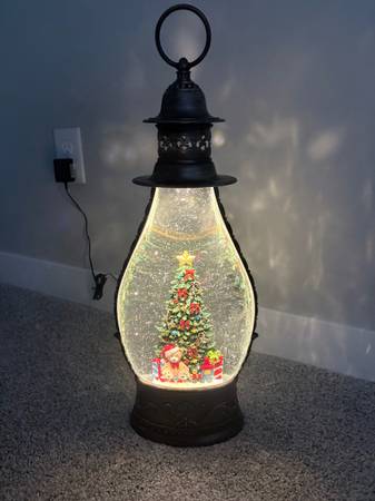 Costco Christmas Snow Globe Lantern Teddy Bear Tree 1