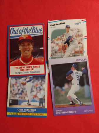 MLB Orel Hershiser (Future HOFer) - - 7 Baseball Cards & 2 Promo Cards 1