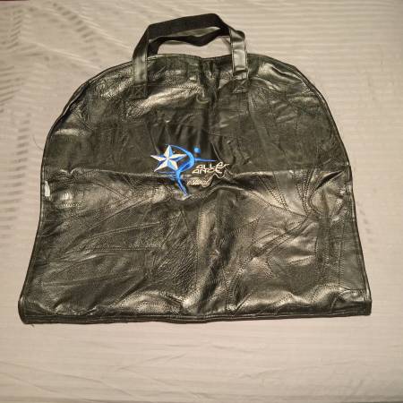 Patchwork Leather Garment Bag w embroidered Dallas Dance Festival Logo 1