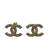 Chanel Gold-Tone Interlocking CC Stud Earrings Crystal 2 thumbnail