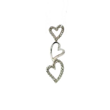 Ladies 10k White Gold 3 Heart Diamond Pendant 11056590 1