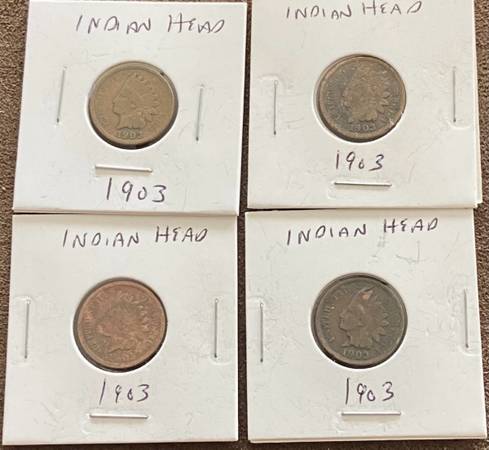 1903 Indian Head Penny Lot (4 Coins) All Readable Dates 1