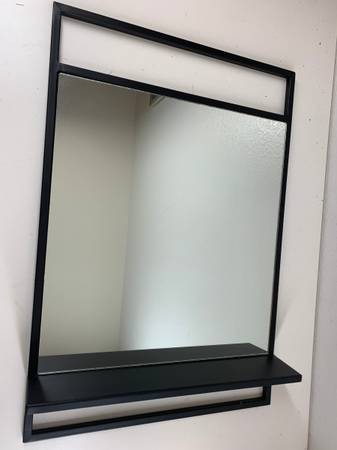 Target Black Modern Wall Mirror with Shelf 1