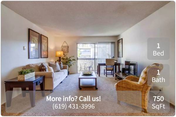 $2,195 / 1 dormitorio - 750 pies² - ¡Haz que te sientas como en casa con comodidad y estilo! 1 dormitorio / 1 baño 750 pies² (La Mesa - Cerca de Costco y la autopista 8)63845974887809121