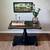 Refinished Solid Wood Pedestal Accent Table w/ Green Leather Top 2 thumbnail