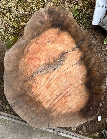 Hardwood lumber cookie slab 30" dia 3-3/8" thick coffee table epoxy 1