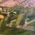 Fantastic Midcentury Mountain Cityscape Oil Painting by Flavia Maier 5 thumbnail