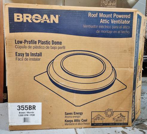 BROAN ATTIC VENTILATOR, ROOF MOUNT POWERED 1