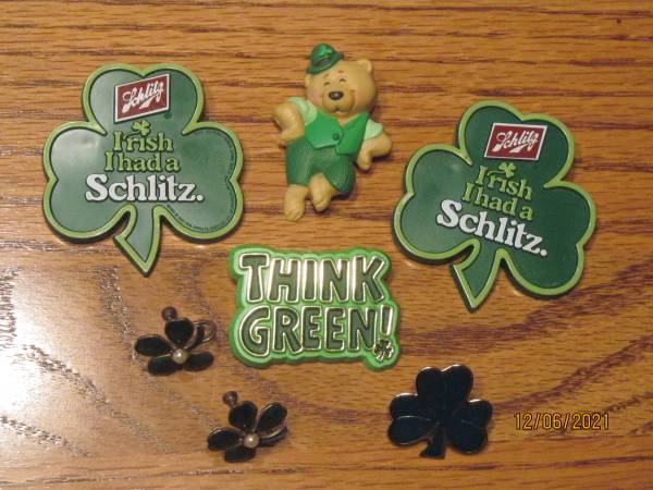 St. Patrick's Day Pins and 4 Leaf Clover Earrings 1