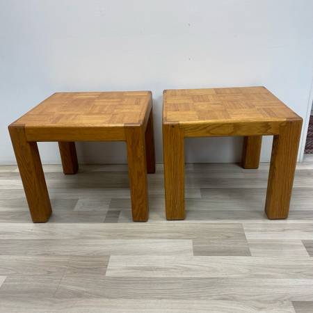 Square Oak Wood Side Table 1