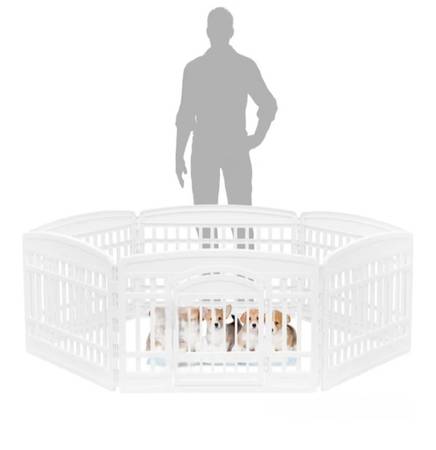 IRIS USA 24" 6-Panel Plastic Exercise Pet Playpen with Door, white 1