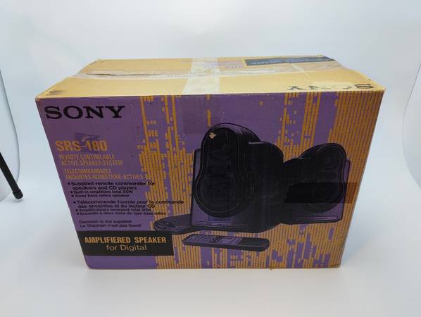 Vintage SONY SRS-180 Amplified Active Speakers With Remote in original 1
