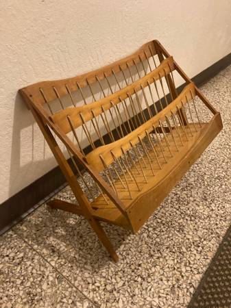 Rare MCM Magazine Rack Pope Pipe Maple Wood Vintage Mid Century Modern 1