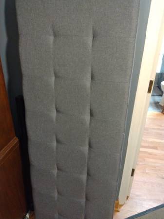 Gray upholstered queen sized headboard 1