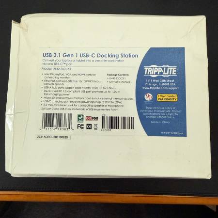 TRIPP-LITE USB 3.1 USB-C DOCKING STATION 1