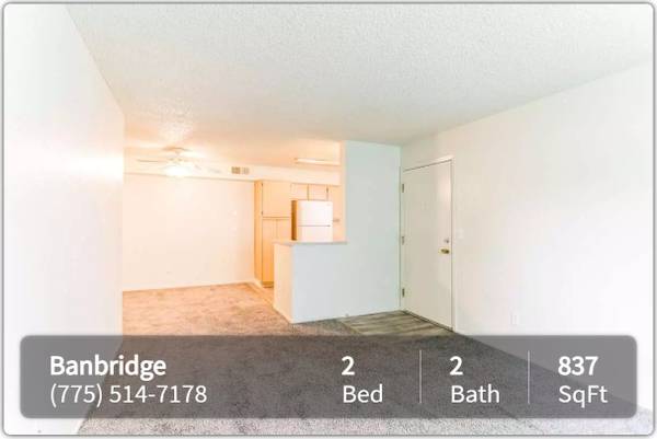 $1,401 / 2br - 837ft2 - 2 habitaciones / 2 baños. ¡Aceptamos mascotas! Pregunte sobre nuestra política de mascotas! (Sparks - Northeast Reno)63682237629441121
