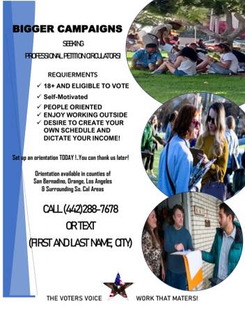 Petition Season Is Here!! Signature Gatherers Wanted!! 1