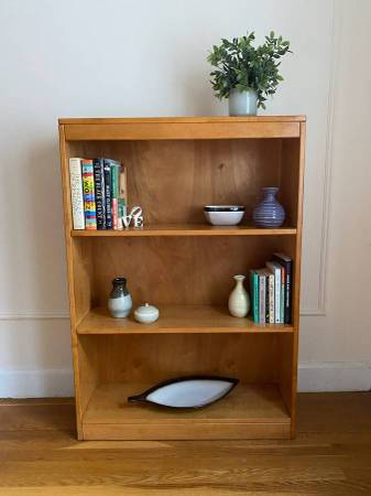Mid-Century Solid Oak Bookcase Made in USA MCM 1