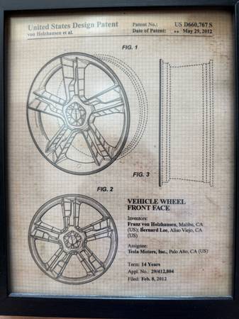 Dibujos de patentes de Tesla - enmarcados (conjunto de 4 piezas) - $25 (Golden)63469930476675124