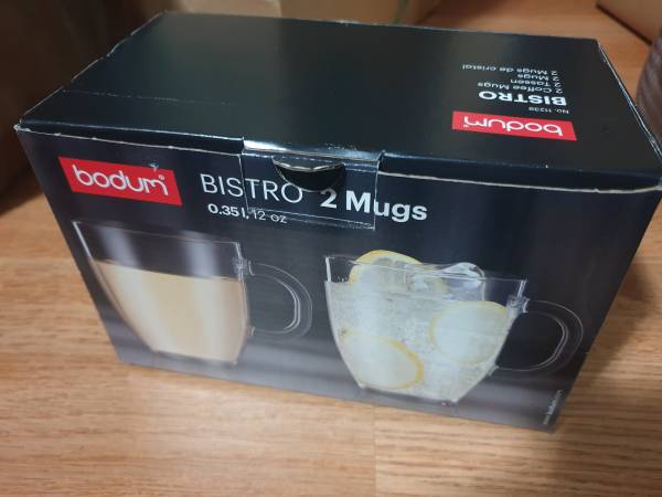 Set Of 2 Bodum Bistro Glass Coffee Mugs 1