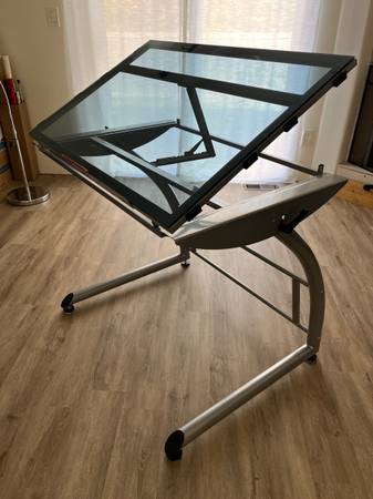 Art Drafting Table Adjustable Glass Top 1
