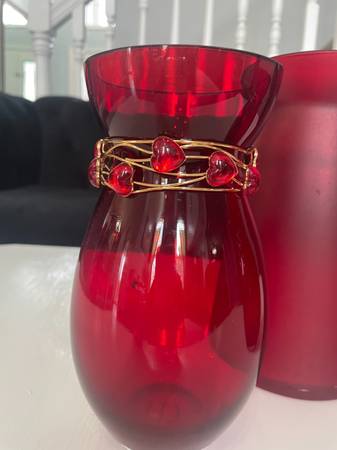 3-Red Glass Flower Vases - $25 (Columbia, MO)63471025507073123