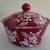 Red White Floral Flower Round Lidded Baker Casserole Dish 4 thumbnail