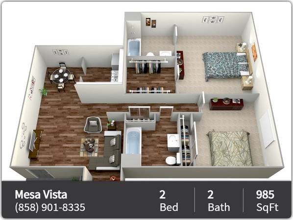 $2,755 / 2br - 985ft2 - A new perspective on living: 2 BR, 2 BA, 985 Sq Ft! (San Diego - Clairemont Mesa)64037045664386120