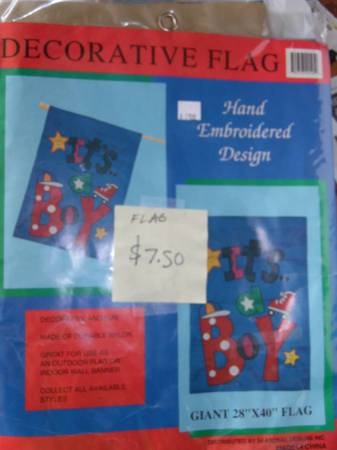 Embroidered "It's a Boy" Banner Flags $7.50--New in Package-Half Price 1