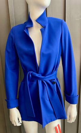 NINA MCLEMORE PONTE KNIT "CAR COAT," COBALT BLUE, SIZE 2 1