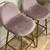 New Set 2 Counter Height Backed Bar Stools Gold Stool Pink Velvet Seat 2 thumbnail