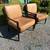 Genuine Brown Leather Wood Frame Armchairs Pair of 2 Accent Armchair 2 thumbnail