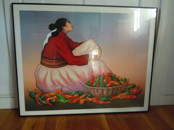 Framed lithograph art print by R.C. Gorman "Chili Peppers" 1
