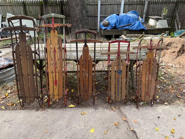 ❄️ Vintage Flexible Flyer Wooden Snow Sleds/set of 5 for sale 1