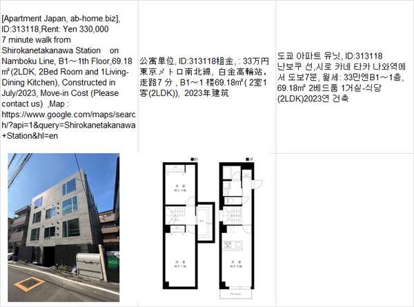 Rent:  Yen330,000,Shirokanetakanawa Station白金高輪车站,시로 카네 타 1