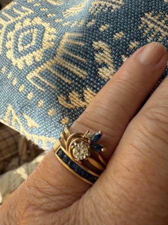 14 k gold diamond ring  with  14 k enhancer wrap sapphire and diamond… 1