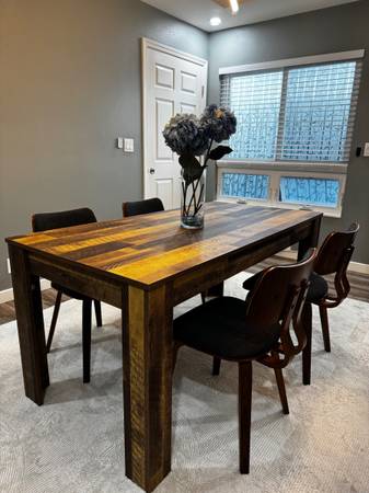 Beautiful wooden dining table set with 4 chairs 1